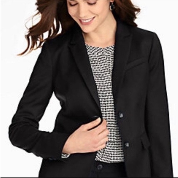 Talbots Black Italian Flannel Wool Blazer Size 10 Petite - Picture 1 of 9